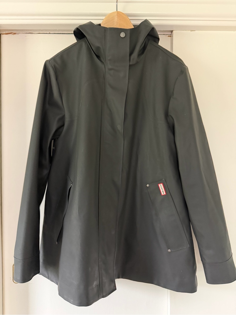 Hunter Black Hooded Waterproof Trench Coat